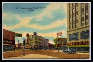 Postal antigua H6 Logan Square Business District Chicago Illinois - Imagen 1 de 2