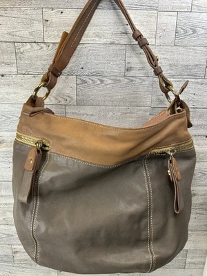 Luana 皮革钱包单肩包色块灰色/绿色双色金色棕褐色 — 第 1/4 张图片