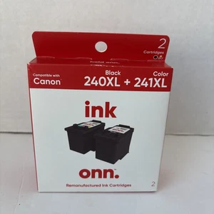 Onn Combo Canon 240XL Schwarz & 241XL Tri-Color Tinte, 2 Patronen NEU Versiegelt - Bild 1 von 6