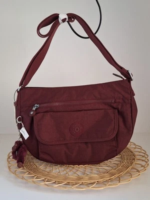Bandolera Kipling Syro nueva con etiquetas con mono peludo, granate intenso Foto 1 de 4