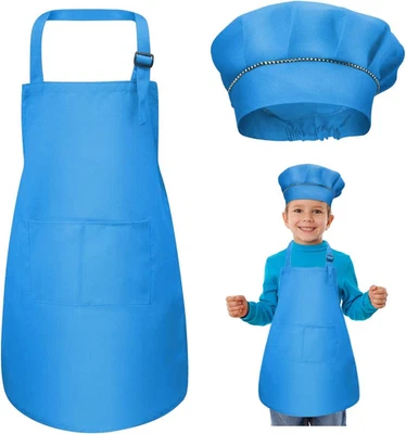 Bambini Grembiule E Cappello Da Cuoco Set, Regolabile Bambino Grembiule Da Cucin - Immagine 1 di 4