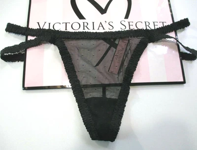 Sexy Tanga Panty VICTORIA'S SECRET Malla con Tirantes Tanga S M L XL Negra VS Foto 1 de 4