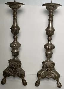 Castilian Imports 93555 Vintage Candle Holders Candlesticks Heavy Silver Ornate - Picture 1 of 4