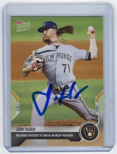 2021 BREWERS Josh Hader signed card Topps NOW #187 Autographed AUTO Fast 400K's - Picture 1 of 2