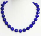 Charm Fashion 8mm Faceted Blue Sapphire Round Beads Gemstone Necklace 18''