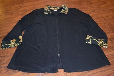 Chaqueta F6- CDW Creative Design Works Petite Manga 3/4 Negra Cremallera Completa Talla PL Foto 1 de 4