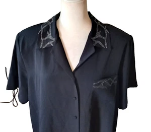 Maggie Barnes Casual Button Up Shirt Silver Metallic Collar Design Size 18W NWT - Picture 1 of 14