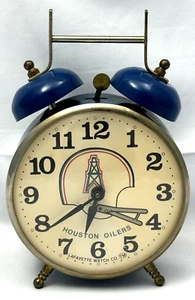 Lafayette Watch Co. Houston Oilers Two Bell Alarm Clock Vintage NFL Works - Bild 1 von 12