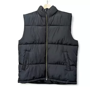 Gap Vest Mens Large Black Quilted Sleeveless Puffer Outdoor Full Zip NEW NWT - Picture 1 of 6