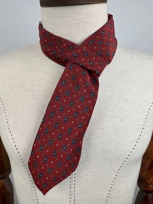 Corbata LANVIN Paris Rojo Lunares Pura Seda Elegancia Foto 1 de 4