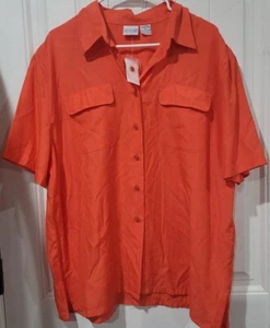 Carolina Colours Red/Orange Button Down Short Sleeve Shirt Size XL- NWT - Picture 1 of 4