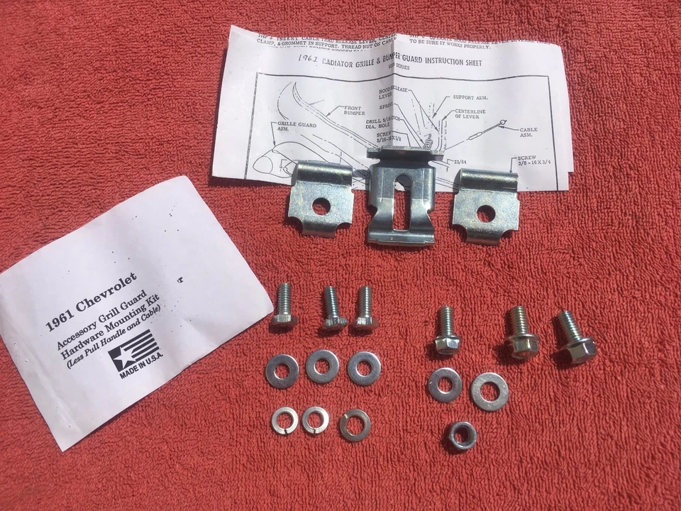 1961 Chevrolet Impala Biscayne Bel Air NOVO acessório kit de ferragens protetor de grade - Imagem 1 de 3