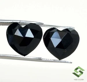 Par de piedras preciosas sueltas facetadas de 6,41 quilates de ónix negro natural de 12x12 mm - Imagen 1 de 7