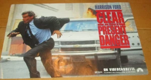 Harrison Ford in "Clear and Present Danger" 1994 Video  Poster 17x11" 2 sided - Picture 1 of 3