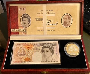 1996 Queens 70th Birthday £5 Silver Proof Coin £10 Banknote Set Only 2,000 Made - Picture 1 of 10