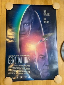 40 X 27 MOVIE POSTER TWO SIDED STAR TREK GENERATIONS 2 CAPTAINS ONE DESTINY - Picture 1 of 2