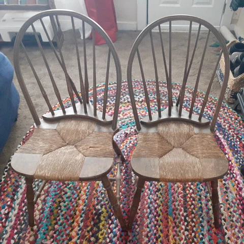NICHOLS & STONE Windsor Bow Back Cane Rush Seat Maple Side Chair Set Cover