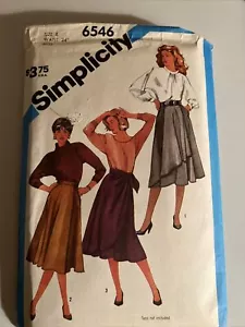 Vintage Simplicity 6546 Size 8 Waist 24”  Skirts Sewing Pattern Uncut Full Skirt - Picture 1 of 4