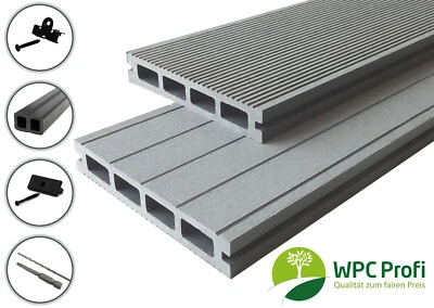 WPC Profi Terrassendielen Premium Diele 25mm Steingrau Grau Bausatz 2 - 60 m² - Bild 1 von 4