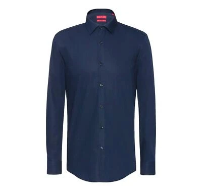 HUGO BOSS Camicia business slim fit in popeline di cotone C-Jenno  50289499 BLU - Immagine 1 di 4