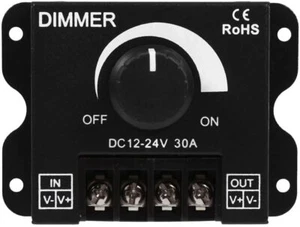 12v 24v 30a DIMMER DI POTENZA 720w MAX POTENZIOMETRO MANUALE PER LED STRIP B6E3 - Picture 1 of 6