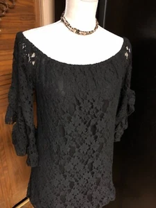 New Sexy Lacy Little Black Dress Ruffle Sleeve Cocktail • Party • Formal Holiday - Picture 1 of 8