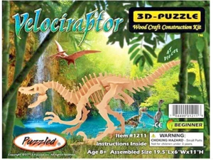 3D Velociraptor Wooden Puzzle, No Glue Needed NEW - Picture 1 of 1