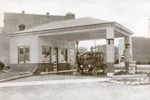 Foto de 8x12: Estación de servicio de gasolina Sinclair, Foley Minnesota sin montar, auto Ford de la década de 1920 - Imagen 1 de 1