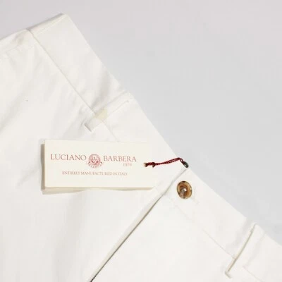 Pantalones chinos/informales Luciano Barbera NWD mezcla de algodón talla 50 (32 EE. UU.) en blanco Foto 1 de 4