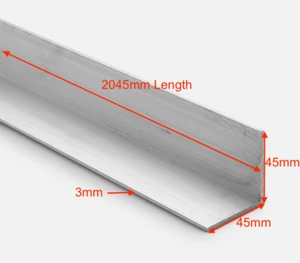 ALUMINIUM ANGLE 45mm x 45mm Equal Angle x 3mm Thickness - 2045mm Length - Picture 1 of 8