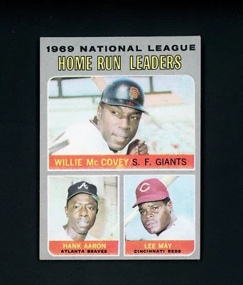 1970 Topps 1969 NL Home Run Leaders (HOF) Aaron, McCovey, mayo #65 casi nuevo Foto 1 de 2