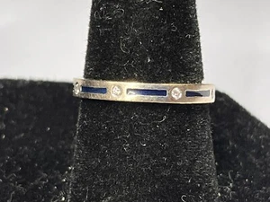 Beautiful Designer Hidalgo 18k White Gold Blue Enamel & Diamond Band Ring Sz 3.5 - Picture 1 of 12