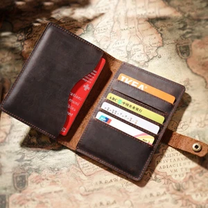 Cuero Genuino Cubierta Pasaporte de Viaje Portacartera Estuche Tarjeta de Crédito Unisex - Imagen 1 de 18