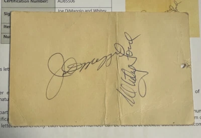 Joe DiMaggio & Whitey Ford Autographed Golf Ticket BAS Yankees HOF - Image 1 of 4