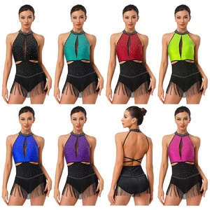 Mujer Body Brillante Ropa de Baile Disfraz Vestido Discoteca Jazz Borla Baile Escenario - Imagen 1 de 95
