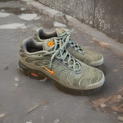 7040) Nike Air Max Plus TN Tuned 1 GS Naranja Oliva Negro AO5435-001 Talla 7Y Foto 1 de 4