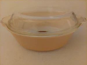 NUEVA Cazuela Ovalada Fire King Tinte Cobre con Tapa #467 Melocotón Lustre EE. UU. - Imagen 1 de 8