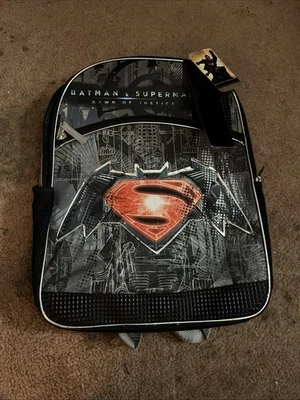 Batman Superman Dawn Of Justice Movie Boys Backpack DC Comics NWT Zip Up School - Image 1 of 4