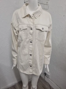 F & F Ladies  Cream Denim Shacket Size 16/18 - Picture 1 of 8