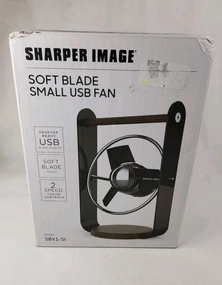 Sharper Image Soft Blade 2-Speed Desk Top USB Powered Fan Light Black - Image 1 of 4