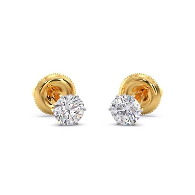 1/4 Ct Round Labgrown Diamond Stud Earrings 14K Yellow Gold FG VS  IGI Certified - Image 1 of 4