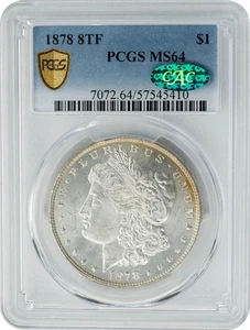 1878 8TF Morgan Silver Dollar $ MS64 Secure PCGS ~ CAC 950191-3 - Picture 1 of 5
