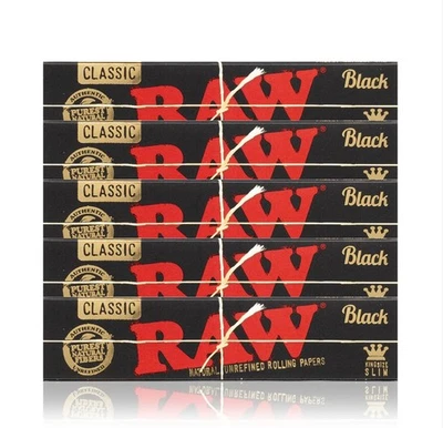 RAW SPORTS RAW BLACK CLASSIC KING SIZE Rolling Papers Slim Natural Unrefined Skins UK 5-50