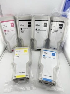 727 Ink Cartridges for HP C1Q12A F9J79A F9J76A F9J77A F9J78A F9J80A DesignJet - Picture 1 of 17