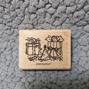 1998 Stampin Up Holz montiert Gummistempel Geschenke Feier Party Hut - Bild 1 von 5