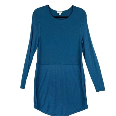 J Jill Blue Long Sleeve Boat Neck Tunic Sweater PS Small Petite Teal Wool Blend - Image 1 of 4