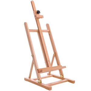Medium Tabletop Wooden H-Frame Studio Easel - Artists Adjustable Beechwood Paint - Picture 1 of 5