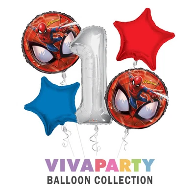Ramo de globos de feliz cumpleaños Spider-Man (Spiderman), fiesta de arañas (5 globos) Foto 1 de 4