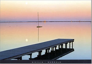 AK SIZILIEN POSTKARTE SICILY MARSALA SALINE BEI SONNENUNTERGANG - Bild 1 von 1