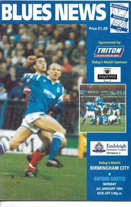 BIRMINGHAM CITY V OXFORD UNITED 3 JANUARY 1994 DIVISION 1 VGC - Picture 1 of 1